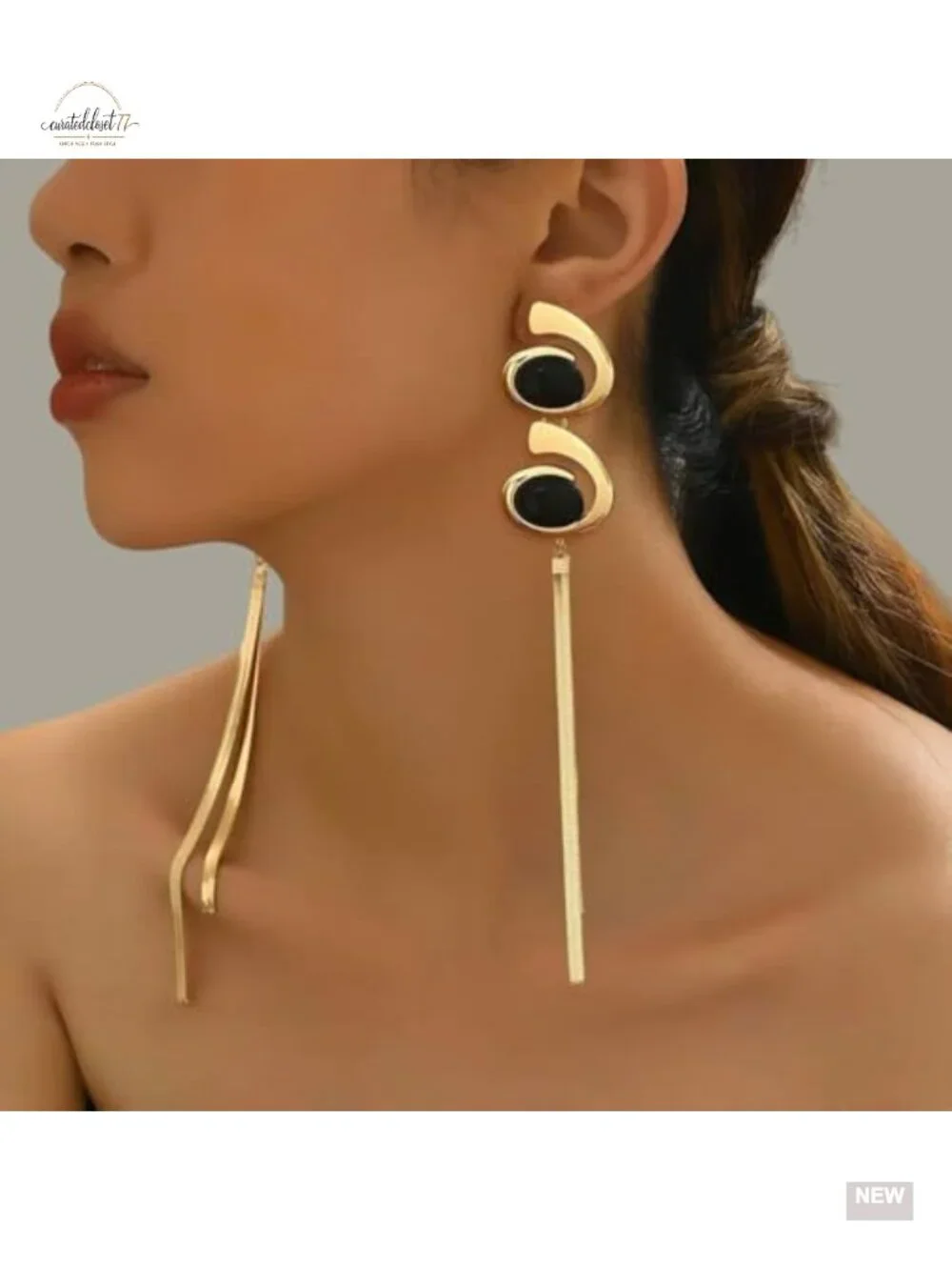 Chunky Geometric Dangle Earrings, Gold Plated Alloy Drop Earrings,